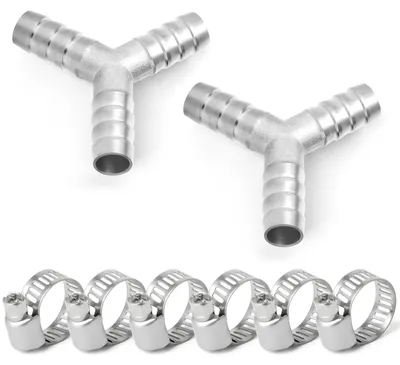 Immagine prodotto di 2 raccordi a Y in acciaio inossidabile da 16 mm, con 6 fascette