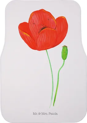 Produktbild von Mr. & Mrs. Panda Automatte Blume Mohnblume - Weiß - Geschenk, Fußmatte Fürs Auto, Religion, Respekt, Garten, Mohn, Autoteppich, Auto-Fußmatte, Motivation, Teppich