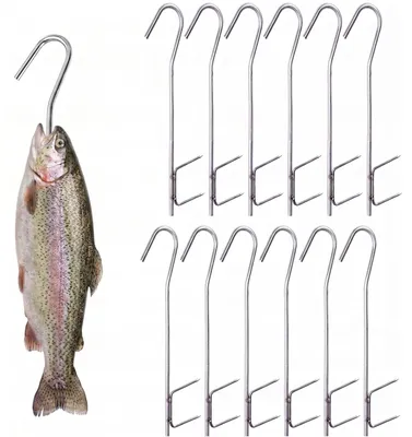 Immagine prodotto di 12 ganci in acciaio inossidabile per affumicare pesce e carne
