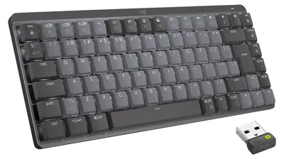 Produktbild von Logitech Master MX Mechanical Mini, Kabellos, RF Wireless + Bluetooth, Mechanischer Switch, QWERTY, LED, Graphit