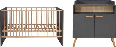 Produktbild von trendteam Babyzimmer 2-teilige Kombination Mats Grau Melamin