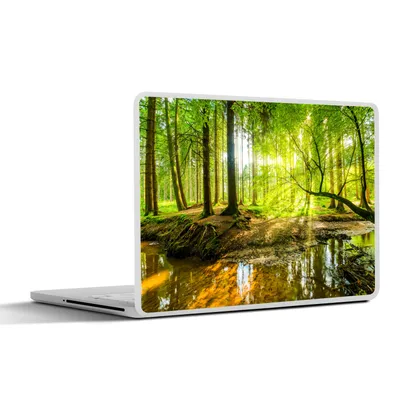 Produktbild von MuchoWow® Laptop Aufkleber Sticker Cover Wald - Landschaft - Wasser - Bäume - Sonne - Grün - Natur 31x22.5 cm - Laptop-Deko