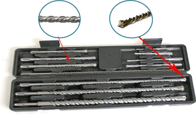 Produktbild von 11 tlg Bohrer Set SDS Plus mit Koffer doppelter Wendel+Kreuz Quadro Beton Bohrer