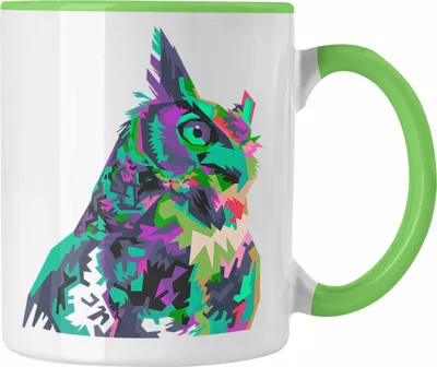 Produktbild von Trendation - Eulen Tasse Geschenk Polyhon Eulen-Fans Liebhaber (Grün)