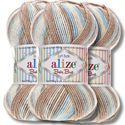 Produktbild von Alize 3x 100g Baby Best Batik Wolle mit Farbverlauf, Antipilling, Häkeln, Stricken (6657)