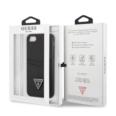 Image de Guess Guhci8Psatpk Iphone 7/8 Se 2020 / Se 2022 Hardcase Czarny/Black Hardcase Saffiano Triangle Logo Cardslot