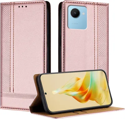 Produktbild von Handyhülle für Realme C30 Leder Flip Klappbare Schutzhülle mit Standfunktion Pink