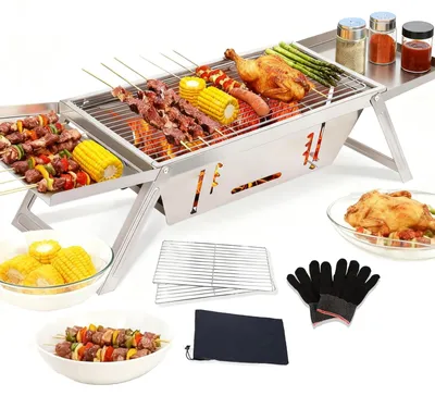 Zdjęcie produktu dla Omgoods - Przenośny, składany grill węglowy do użytku na zewnątrz i na kempingu
