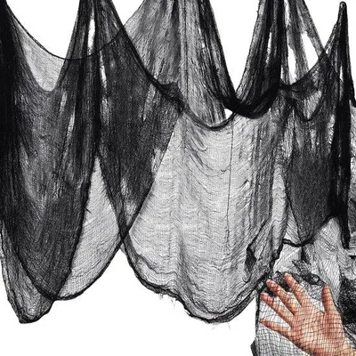 Produktbild von Famanu Halloween Dekostoffe 6 x 1,50 m - Schwarz mit gotischen Verzierungen