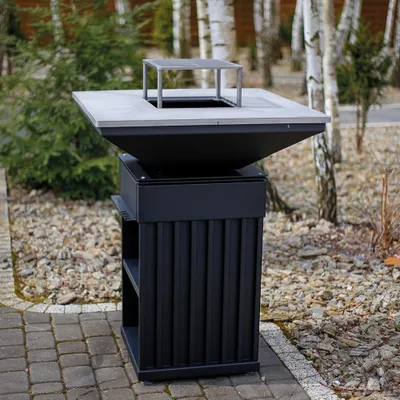 Zdjęcie produktu dla Grill Kominek Ogrodowy Tarasowy KRATKI QUADRUM Blat Ruszt Zestaw Pokrowiec