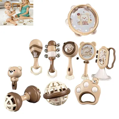 Produktbild von Baby Musikinstrumente Set 10-teilig Rassel Tamburin Kinder Spielzeug Rhythmus Förderung Motorik Lernspielzeug 0–3 Jahre