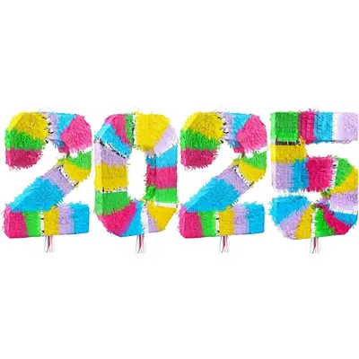 Produktbild von Pinata Zahl 2024 Regenbogen bunt Silvester pastell
