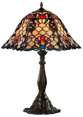 Produktbild von Casa Padrino Tiffany Tischleuchte Mehrfarbig Ø 44,5 x H. 61 cm - Handgefertigte Luxus Tischlampe aus zahlreichen Glas Mosaik Stücken