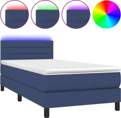 Produktbild von vidaXL Boxspringbett mit Matratze & LED Blau 100x200 cm Stoff
