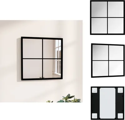 Image de vidaXL Miroir mural noir 40x40 cm Métal - Miroir
