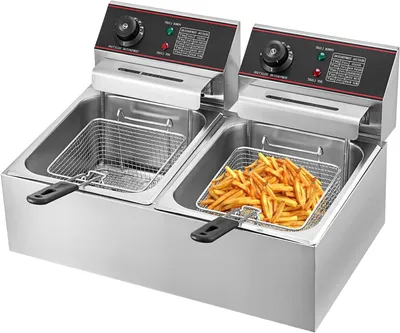 Productafbeelding van Dubbele Friteuse - Professionele Frituurpan - Elektrische Frituurpan - Snack Friteuse - Horeca Friteuse