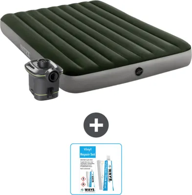 Produktbild von Intex Luftbett - 2 Personen - 152 x 203 x 25 cm - Grün - Inklusive Pumpe - Reperaturset