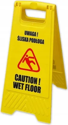 Zdjęcie produktu dla Tablica ostrzegawcza, potykacz - UWAGA ŚLISKA PODŁOGA - CAUTION! WET FLOOR