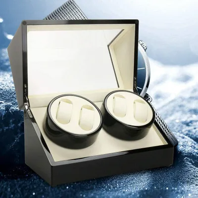 Obrázek produktu pro Automatický natahovač hodinek dřevěný box Watchwinder Watchwinder Box dřevo pro 4 hodinky