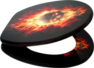 Produktbild von SANILO® WC-Sitz Totenkopf in Flammen, Toilettendeckel direkt vom Hersteller, Klodeckel, Klobrille, WC Deckel, Toilettensitz, Toilettenbrille