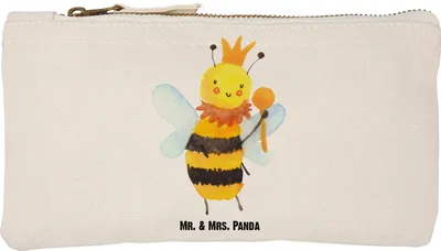 Produktbild von Mr. & Mrs. Panda Etui Biene König Größe S Klein - Weiß - Geschenk, Kulturtasche, Federmappe, Schulmäppchen, Schlampermäppchen, Kosmetiktasche