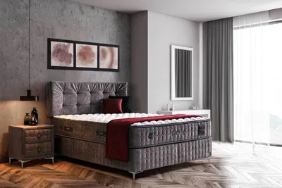 Produktbild von Pointhome Bambi Boxspringbett Set 160x200 H3 / H4, Sleep Pure Schlafzimmerbett, 1 x Matratze mit Topper, 1 x Bettkasten, 1 x Bettkopfteil