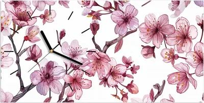Produktbild von Wanduhr aus Glas mit Motiv Blütenmeer- 60 x 30 cm - inkl. Aufhängesystem