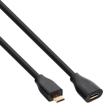 Immagine prodotto di InLine® 32720P Prolunga micro-USB, da spina USB 2.0 Micro-B a presa, nera, contatti e, 2 m