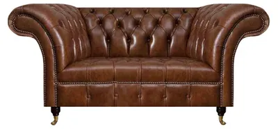 Produktbild von Ledercouch Chesterfield Braunes Sofa Wohnzimmer Designer Ledermöbel