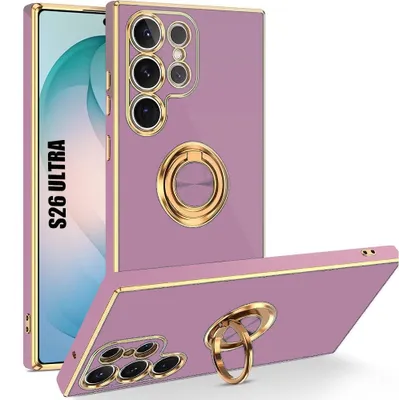 Image de Coque pour Samsung Galaxy S26 Ultra, Protection Silicone Souple avec Anneau Rotatif - Violet