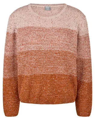 Produktbild von Rosa Strukturstrick Pullover mit gestricktem Ringel und Farbverlauf Größe 38