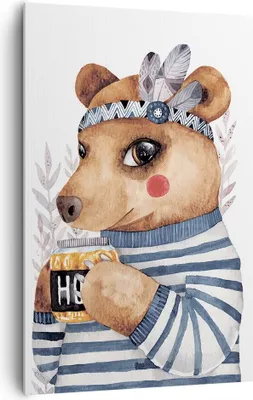 Produktbild von Bild auf Leinwand - Leinwandbild - Einteilig - Anthropomorphisierung Bär Kinder - 80x120cm - Wand Bild - Wandbilder - Leinwanddruck - Wanddekoration - Leinwand bilder - Wandbild - PA80x120-4367