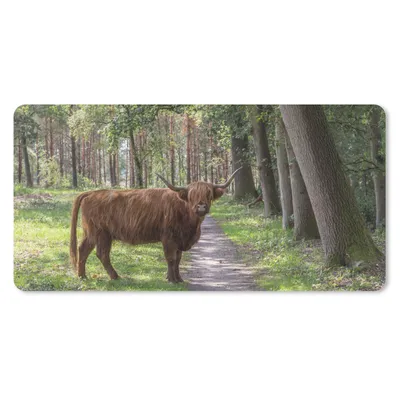 Produktbild von MuchoWow® Schreibtischunterlage Schottischer Highlander - Kröte - Baum 80x40 cm - XXL Mauspad - Gaming Mauspad