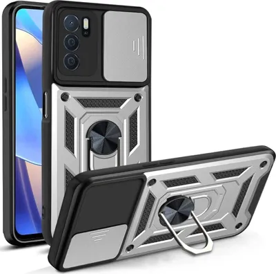 Produktbild von OPPO A16 Hülle mit 360° Drehbarer Magnetische Ring Ständer Halter Dia Kameraschutz TPU Bumper Silikon Schutzhülle für OPPO A16 Silber