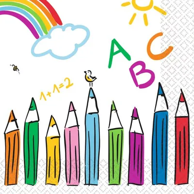 Produktbild von Amscan Party Servietten für den Schulanfang, 3-lagig, 33 x 33 cm, 20 Stück