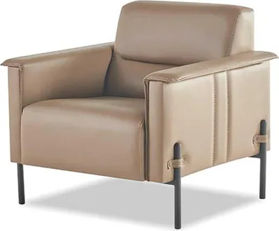 Produktbild von Ledersofas Beige Edelstahl Set 3-Sitzer Sessel Modern Leder Holz Couch