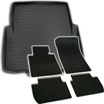 Produktbild von Gummi Kofferraumwanne + Fußmatten Set für 3er BMW E46 Limousine, Bj. 1998-2005