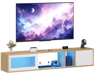 Productafbeelding van Zwevende TV-standaard - Voor TV's tot 65 inch met RGB LED-verlichting