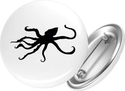 Produktbild von Huuraa Button Oktopus Silhouette 59mm rund mit Sicherheitsnadel Ansteckbutton Geschenkidee