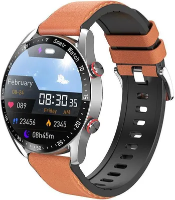 Immagine prodotto di Bluetooth chiamata smartwatches uomini donne salute pressione sanguigna fitness orologi sportivi uomo sport impermeabile smartwatches, cintura arancione