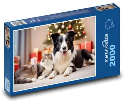 Obrázek produktu pro martinpuzzle - Puzzle 2000 - Kočka a pes u vánočního stromku