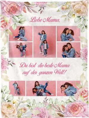 Produktbild von Ferocity Personalisierte Foto Decke mit Eigenem Foto; Super Weiche Extra Gemütliche Kuscheldecke Für Mama 150x200 CM;  Sofadecke Collage mit Wünschen oder Gedichten [081]