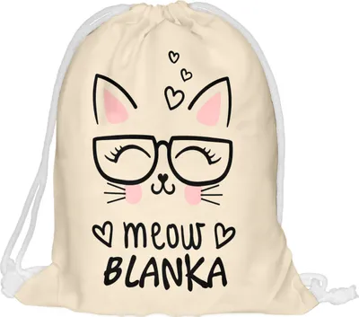 Produktbild von Kinder Turnbeutel mit Namen Beutel Fullprint Tasche Gymsac Jutebeutel Print Bag Fitness Miau [010]