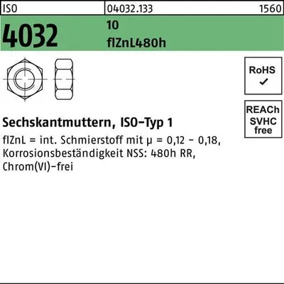 Produktbild von Sechskantmutter ISO 4032 M 10 10 zinklamellenbesch.