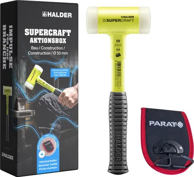Produktbild von HALDER SUPERCRAFT Aktionsbox Bau Schonhammer Ø 50 mm + PARAT Hammerhalter