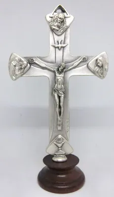 Kreuz mit Holzsockel, handbemalt, 150 mm, religiös