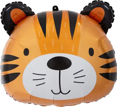 Image de Ballon en plastique tête de tigre, 41 x 36 cm