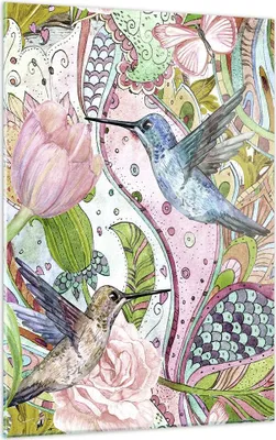 Produktbild von Bilder auf glas - Einteilig - Vogel Schmetterling Blume - 50x70cm - Glasbilder - Wandbilder - Bilder - zum Aufhängen bereit - Wanddekoration aus Glas - Glas Bilder - Wandbild auf Glas - GPA50x70-4065