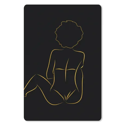 Produktbild von MuchoWow® Mauspad Mousepad Frau - Schwarz - Gold - Strichzeichnung 40x60 cm - Mousepads - Maus Mat - Pad - Mausunterlage - Schreibtisch Accesoire