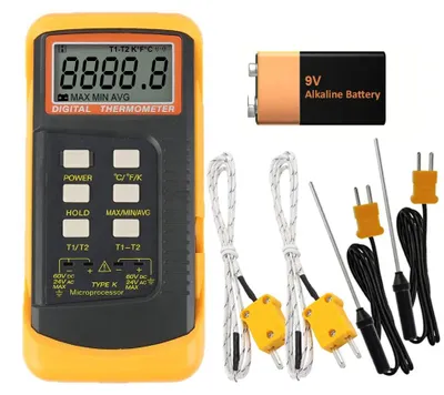 Digitalthermometer K-Type, 2-Kanal, 4 Sensoren, -50–1370°C